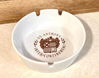 Cenicero histórico de porcelana Bauscher Weisen St. Anthony Inter-Continental para hotel, fabricado en Baviera, Alemania. Coleccionable, regalo. Contenedor AT1.