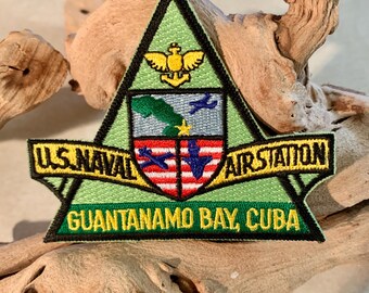 Vintage "U.S. Naval Air Station - GUANTANAMO BAY, CUBA" Insignia with Eagle and Crest Patch, Collectible