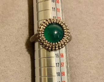 Anillo de plata de ley con malaquita y esmeralda, con marcas SLV 928, ideal para regalar, talla 6.5.