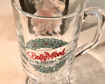 Rare Find… 1991 Country Singer Dolly Parton “Dollywood Smoky Mountain Christmas" Glass Footed Mug, Souvenir, Vintage, Gift, Collectible