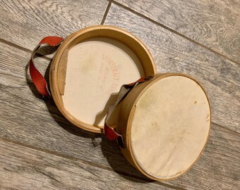 Tamburelli Sportcraft vintage, instrumento musical de juego, cuero genuino y madera, juego de 2, hecho en Italia, coleccionable. Contenedor 878Y