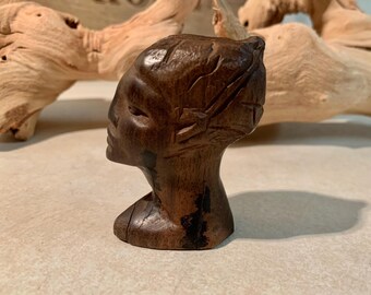 Genuine Hand Carved Bust Sculpture, Wooden Art Piece of Head and Neck, Home Decor, Souvenir, Made in Kenya. Bin 6V