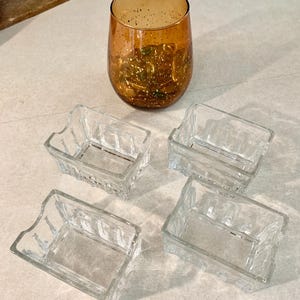 Vintage Libbey Crystal-Clear Glass Ribbed Design Sugar Packet Holders w/Markings, Set of 4, Restaurant Style, Kitchen Table Decor.  Bin 76T