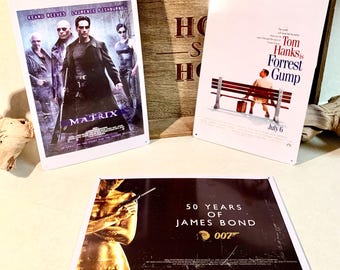 Letreros metálicos de estilo vintage de “Matrix”, “50 años de James Bond” y “Forrest Gump”, entretenimiento cinematográfico, lote de 3, decoración de cine. Contenedor MS3