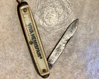 Vintage 1968 "VIVA HEMISFAIR” Pocket Knife, Historical Event, Cultural Heritage of San Antonio & Latin American Nation, Collectible.  Bin 7K