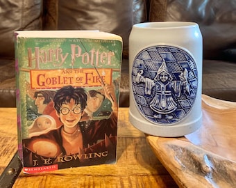Vintage German Gerzit Cobalt Blue Stoneware Beer Stein Tanker with Raised Design, Medieval Times, Bonus Included, Lot of 2, Collectible