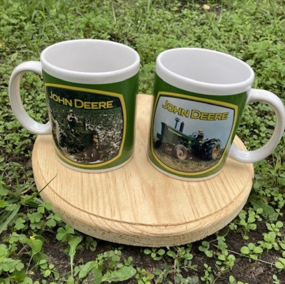 John Deere Coffee Mugs Yellow and Green John Deer Tractors Etsy