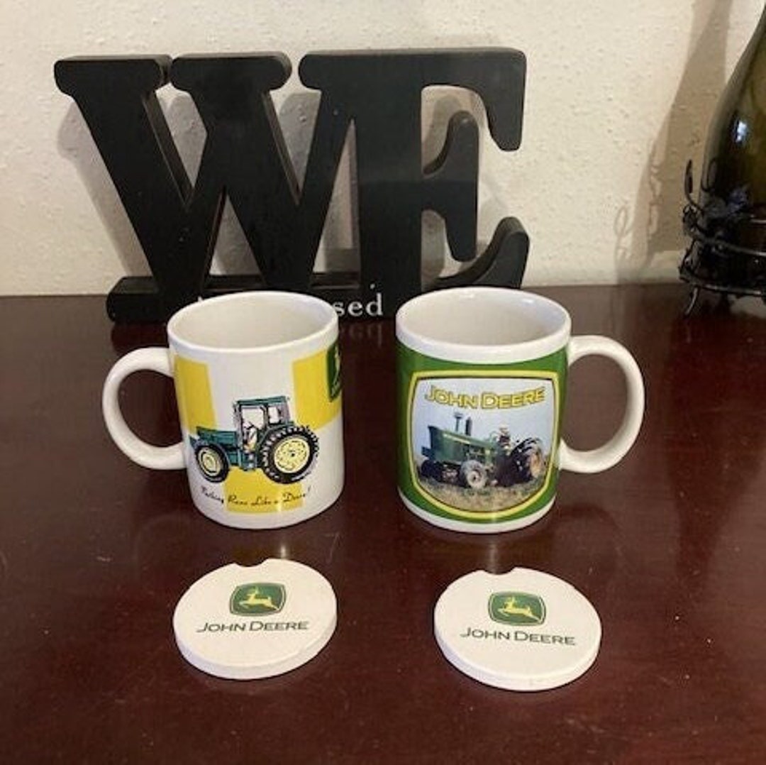 John Deere Coffee Mugs and Coasters Yellow and Green John Etsy