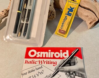 Vintage 1981 Osmiroid Italic Writing Calligraphy Incomplete Set & (2) Sheaffer Cartridge Skrip Ink, Stationery, Calligraphy Enthusiasts