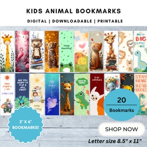 Marque-pages animaux amusants et adorables pour les enfants, parfaits pour les jeunes lecteurs, animaux, cadeau de marque-page, rat de bibliothèque, amoureux des livres, amoureux des animaux, marque-page