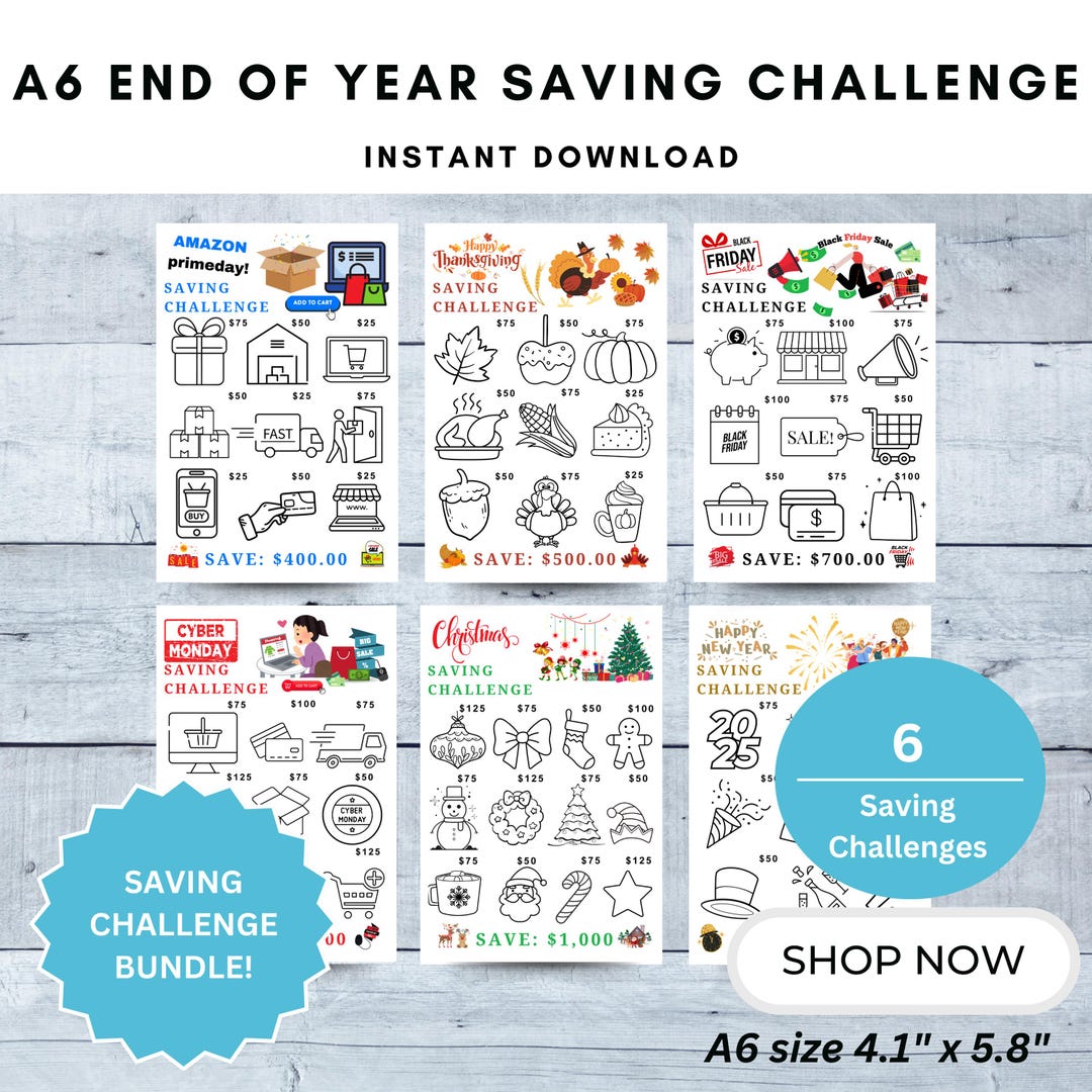 A6 End of Year Saving Challenge Bundle, Amazon Prime Day, Black Friday ...