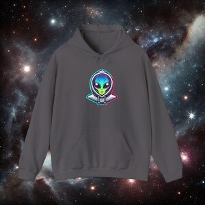 Stylized Alien Hoodie | Futuristic Alien Face Apparel | Glow-Inspired Alien Head Design | Sci-Fi Themed Hoodie | Unisex Alien Fashion