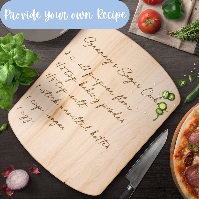 Handwritten Family Engraved Recipe Cutting Board, Maple Walnut Custom ...