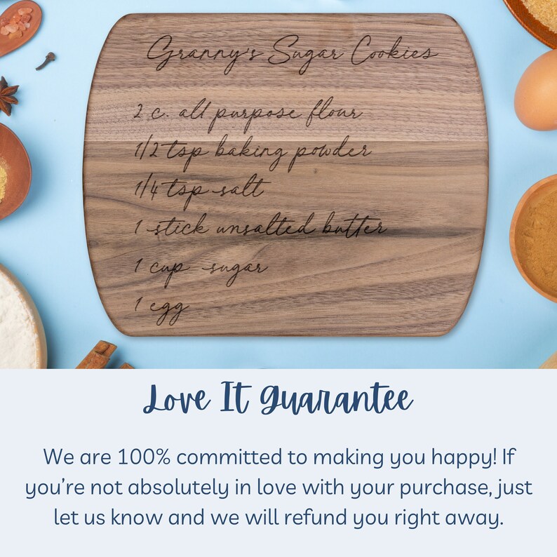 Handwritten Family Engraved Recipe Cutting Board, Maple Walnut Custom ...