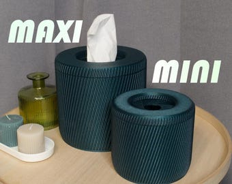 Iris Pod - Moderne geribbelde tissuedoosafdekking/organisatiedoos met open- en sluitfunctie voor minimalistisch interieur