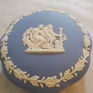 Vintage Wedgwood Jasperware Trinket Box in Blue Made in England