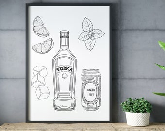 Moscow Mule Cocktail Minimalist Poster