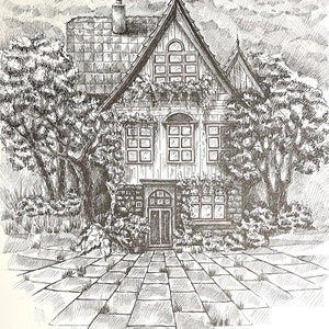painting as a gift. American house. dream house. materials: black liner