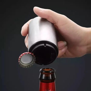Magnetic Automatic Bottle Opener,beer Gift For Men Father's Day,stainless  Steel Push Down Opener Wine Beer Soda