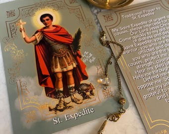 Carte de prière St. Expedite — Aide urgente, courage et intervention divine