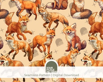 Cute Fox digitaal papier: naadloos patroon voor scrapbooking, textieldruk en knutselen, 12 x 12 inch, jpg en png