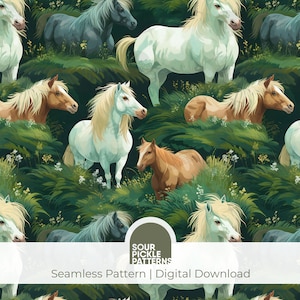 Modèle cheval sauvage, illustration cheval islandais, projets de scrapbooking et de création artisanale, papier numérique