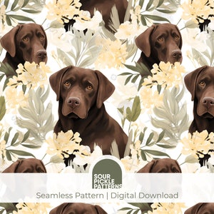 Chocolate Lab digitales Papier, brauner Labrador Retriever jpg, nahtlose Muster Hund, Scrapbooking, kreative Bastelprojekte