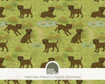 Brindle Boxer Dog Seamless Pattern – Cute Digital Dog Print for Scrapbooking, Fabric & Crafts – JPG Instant Download for Pet Lovers