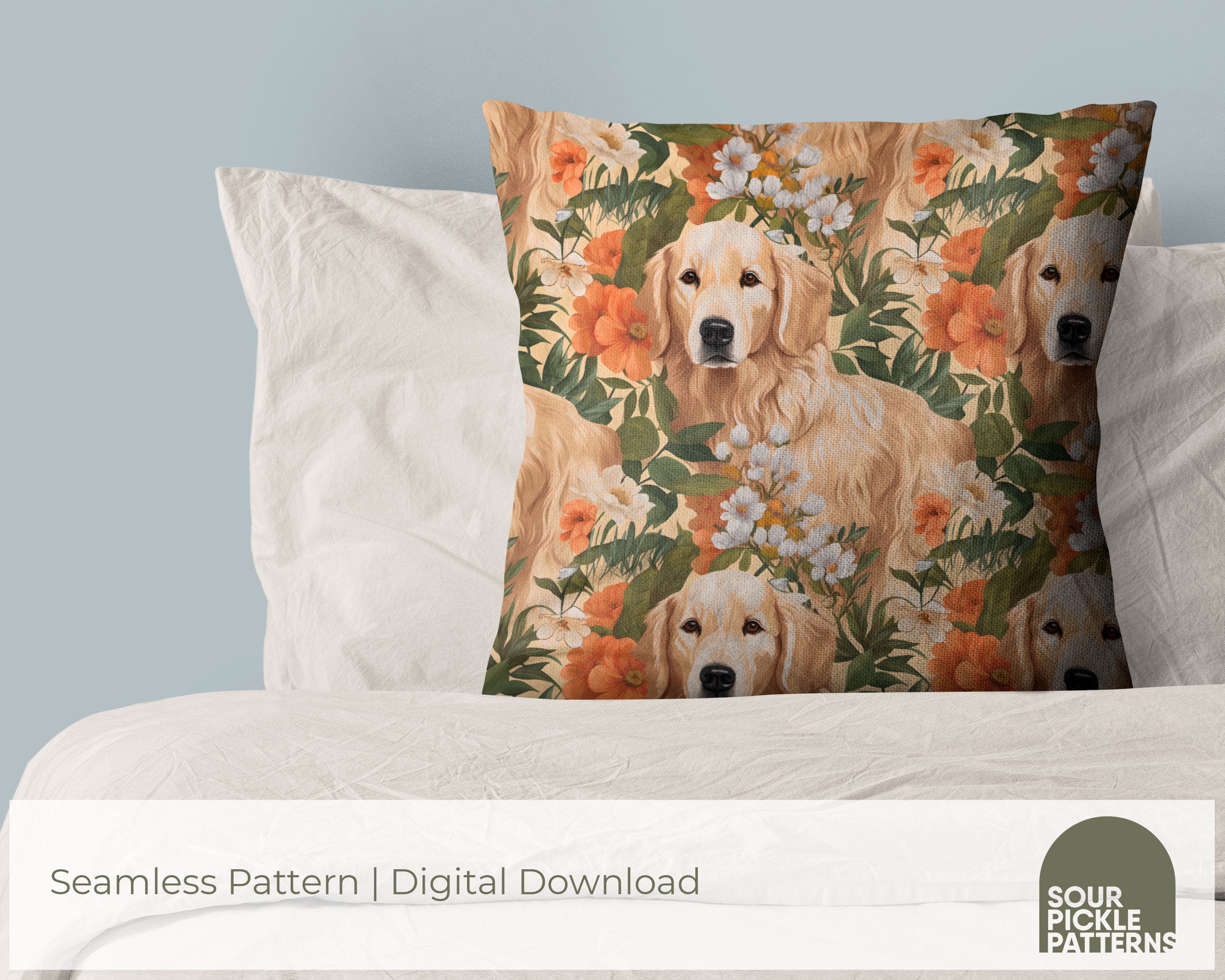 Golden Retriever Pattern - Cute Puppy Dog Illustration for Scrapbooking ...