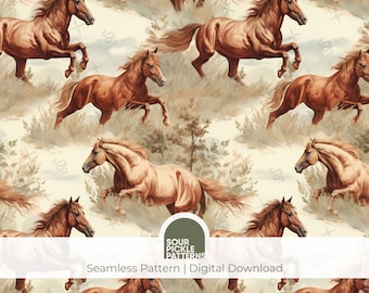 Wild horses pattern, vintage style, scrapbooking and creative crafting projects, jpg file