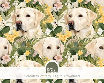 Gelbes Labrador-Muster: Nahtloser Hund Illustration für kreatives Basteln, jpg Datei