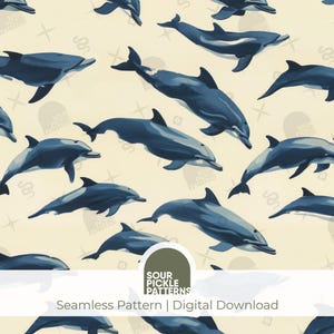 Motif dauphin sans couture, illustration maritime numérique pour projets d'artisanat créatifs, JPG