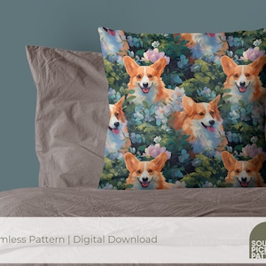 Corgi Digital Pattern, Puppy Dog Seamless Illustration, Scrapbooking ...