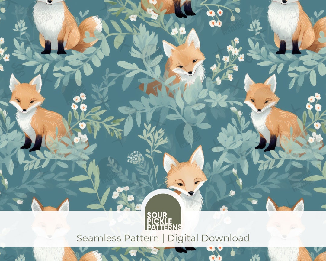 Pattern Baby Fox Baby Fox Digital Pattern: Seamless Jpg File for Scrapbooking, Fabric ...