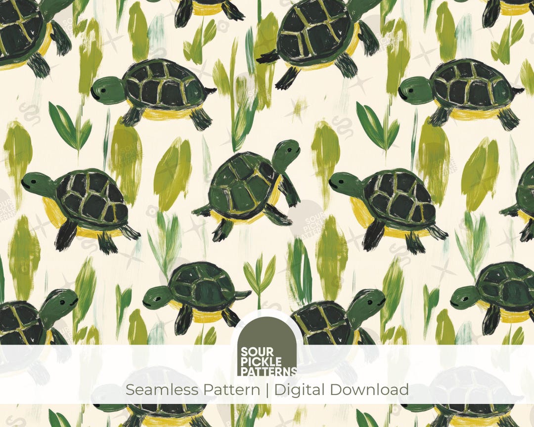 Beach Turtle Pattern Sea Turtle Digital Pattern, Ocean-inspired Illustration, JPG - Etsy