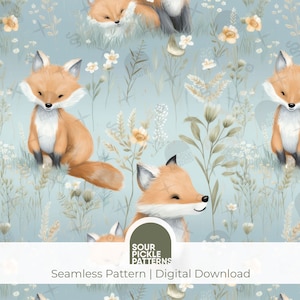 Joli motif numérique renard, scrapbooking, impression et création sur tissu, jpg
