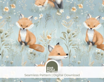 Cute Digital Fox Pattern, Scrapbooking, Fabric Printing and Crafting, jpg
