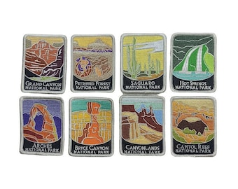 Arizona Utah State National Park AZ UT Grand Canyon Petrified Forest Saguaro Hot Springs Arches Bryce Canyon Patch Iron Sew On Embroidered