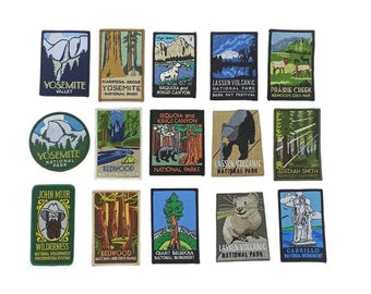 Yosemite Redwood Muir Sequoia Lassen Volcanic Jedediah Smith Cabrillo California CA National Park Patch Iron Sew On Embroidered for Hat Bag