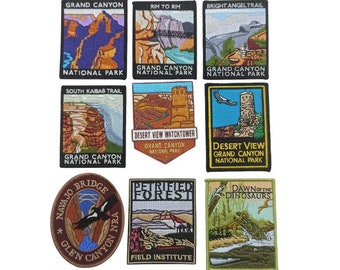 Grand Canyon Arizona AZ US National Park Patch Petrified Forest Dinosaurs 2.75x3.5&quot; 7x9cm Iron Sew On Embroidered for Jacket Hat Bag Jean