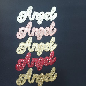2pc Angel 5&quot; Cute Pretty Memorial Honor The Memory Pink White Red Tan Patch Iron Sew On Embroidered Applique Craft Supply for Jacket Shirts