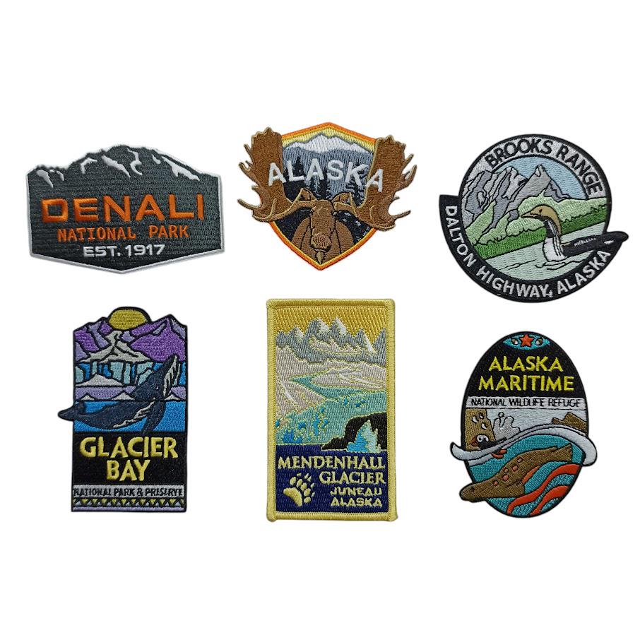 2 Alaska - Juneau Retro Patches - Nostalgie Aufnäher/Aufbügler, Ca. 74x45 Mm & 90x58 Mm