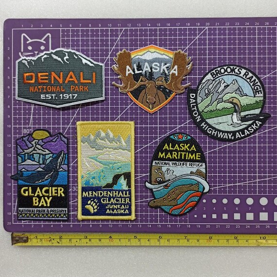 2 Alaska - Juneau Retro Patches - Nostalgie Aufnäher/Aufbügler, Ca. 74x45 Mm & 90x58 Mm