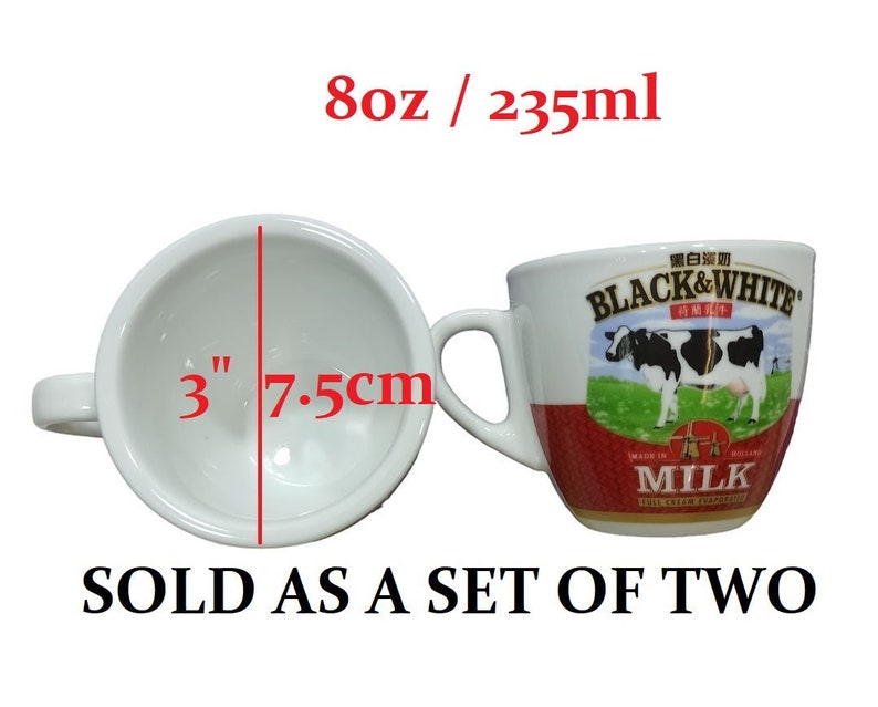 2pcs Hong Kong Milk Tea Coffee Cups Mugs 8oz 230ml Traditional Classic