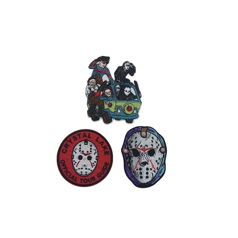 Hockey Mask Halloween Jason Voorhees Crystal Lake Horror Movie Patch Iron Sew On Embroidered Applique Craft Supply for Jacket Shirts Hats