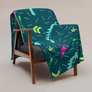 Dragon Boat Neon Patterned Throw Blanket