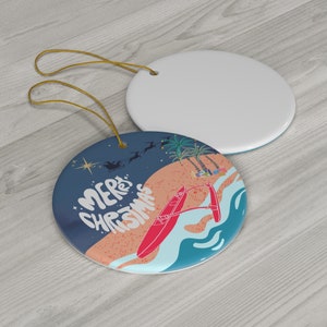 Outrigger Canoe OC Enfeite de cerâmica para feriados de Natal Presente para remadores Havaí Taiti Cena de Natal