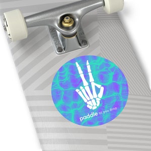 Paddle Til you Drop Skeleton Peace Sign Runde Vinyl-Aufkleber Paddel-Aufkleber für Dragon Boaters, OC Paddler
