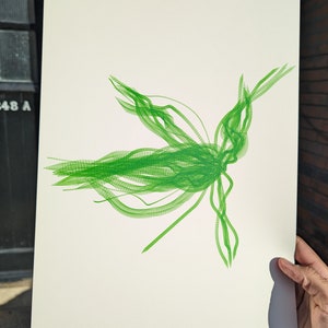 A3 Pen Plotter Art: FL30CK - &#39;Blue Jay&#39; | pen plotter art | Boids | Generative Art | Birds | Simulation | abstract | minimalist art print
