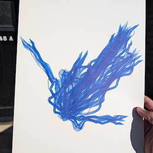 A3 Pen Plotter Art: FL30CK - &#39;Grackle&#39; | pen plotter art | Boids | Generative Art | Birds | Simulation | abstract | minimalist art print